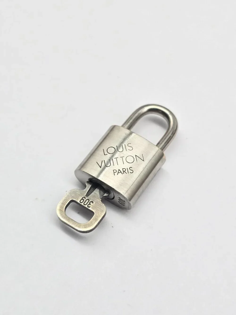 Authentic Louis Vuitton Silver Padlock & Key Set – Made in France #309